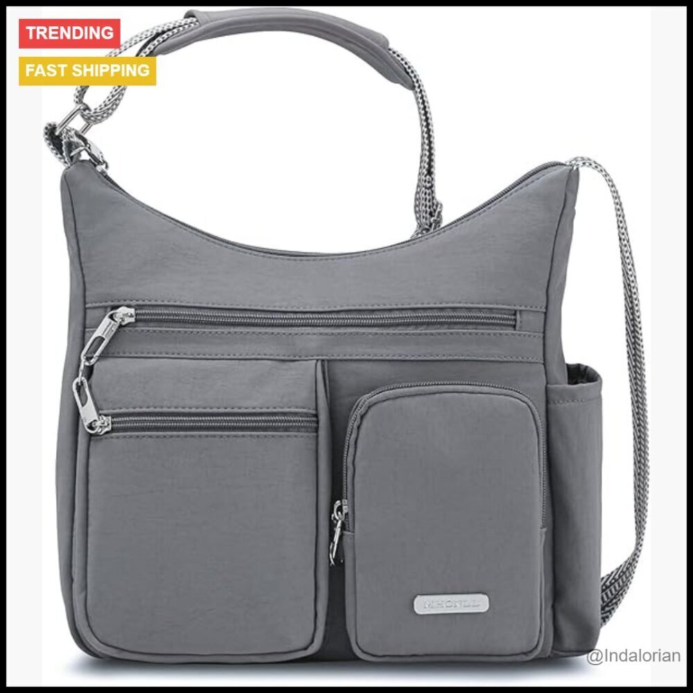 Trendy Anti Theft Crossbody Bag Waterproof Nylon Multi Pocket Travel Purse